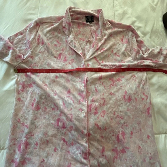 Laura Ashley Pink XL Knit Button Front Sleep Shirt Nightgown HAPPINESS - Picture 6 of 7